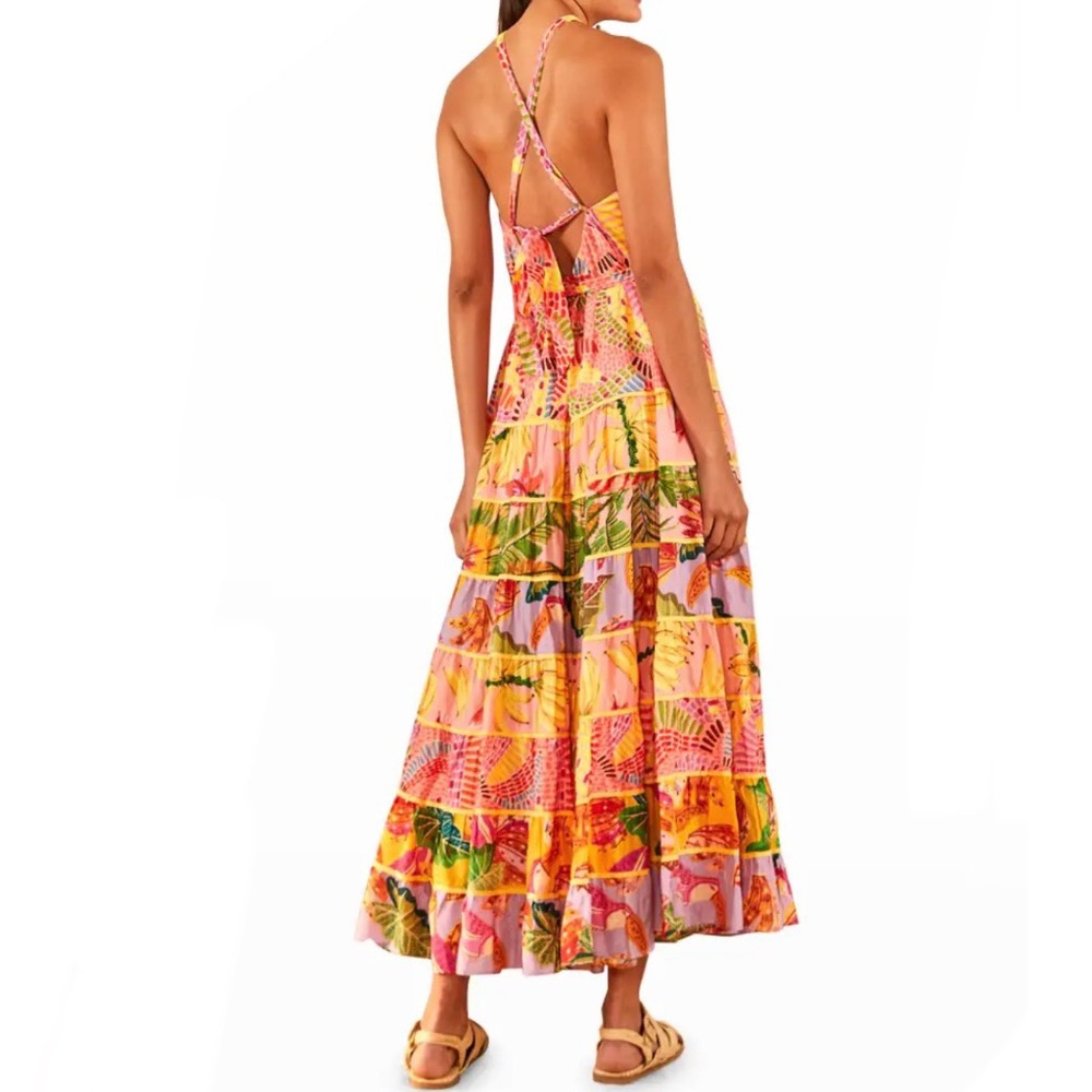 ๐ฅญFARM Rio Mixed Fruit Tiered Crossback Maxi Sundress - Picture 2 of 4